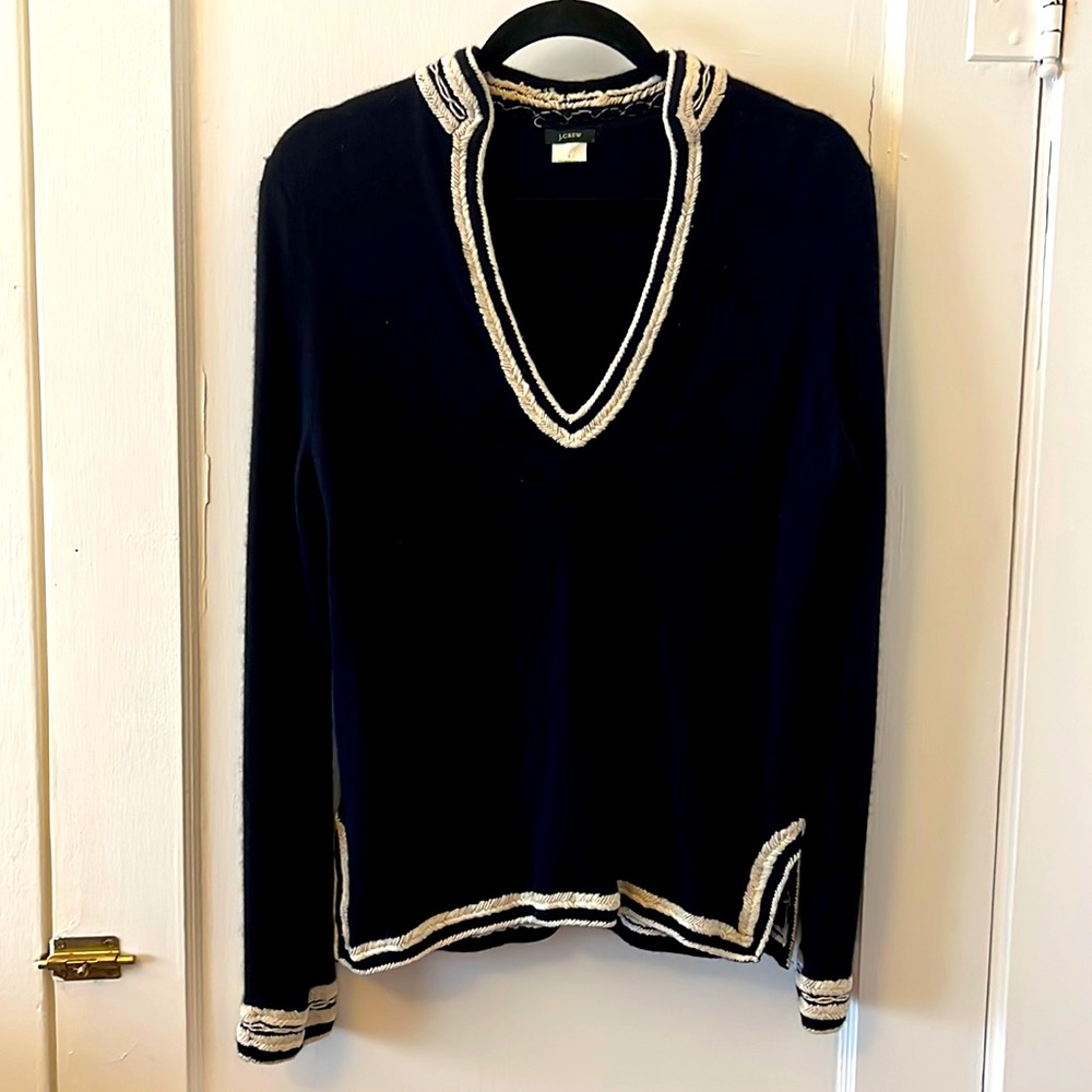 J Crew Navy Blue V-neck Sweater
